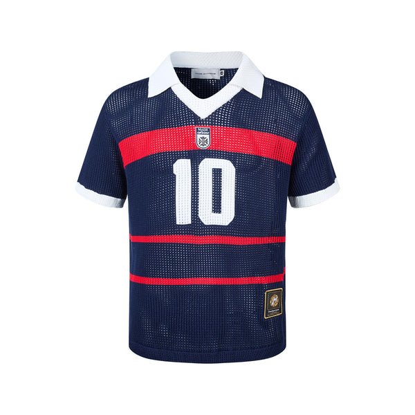 10-Size Jacquard V-neck Knit Polo Shirt Short Sleeve T-Shirt Men's Summer Hollow Mesh Breathable Jersey Sports Casual
