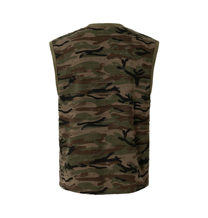 Distressed Camo Wide-Shoulder Tank
