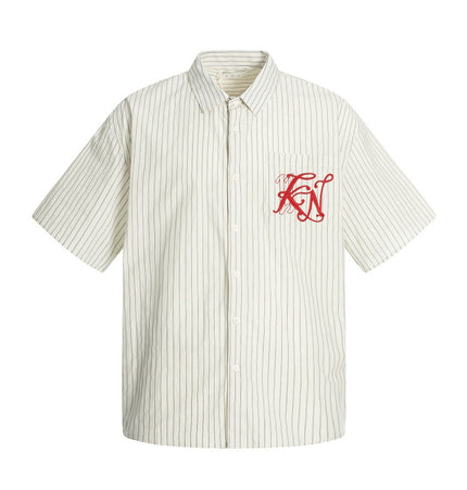 Vertical Stripe Embroidered Shirt