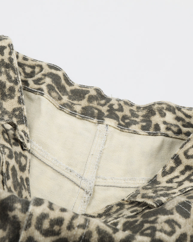 Leopard Print Cargo Shorts