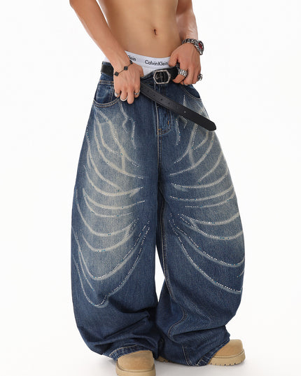 Rhinestone Scratch Denim
