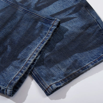 Water Ripple Washed Scimitar Jeans