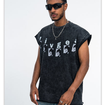 ONSEVENINE American street sleeveless vest for men, heavyweight pure cotton washed vintage vintage summer loose vest