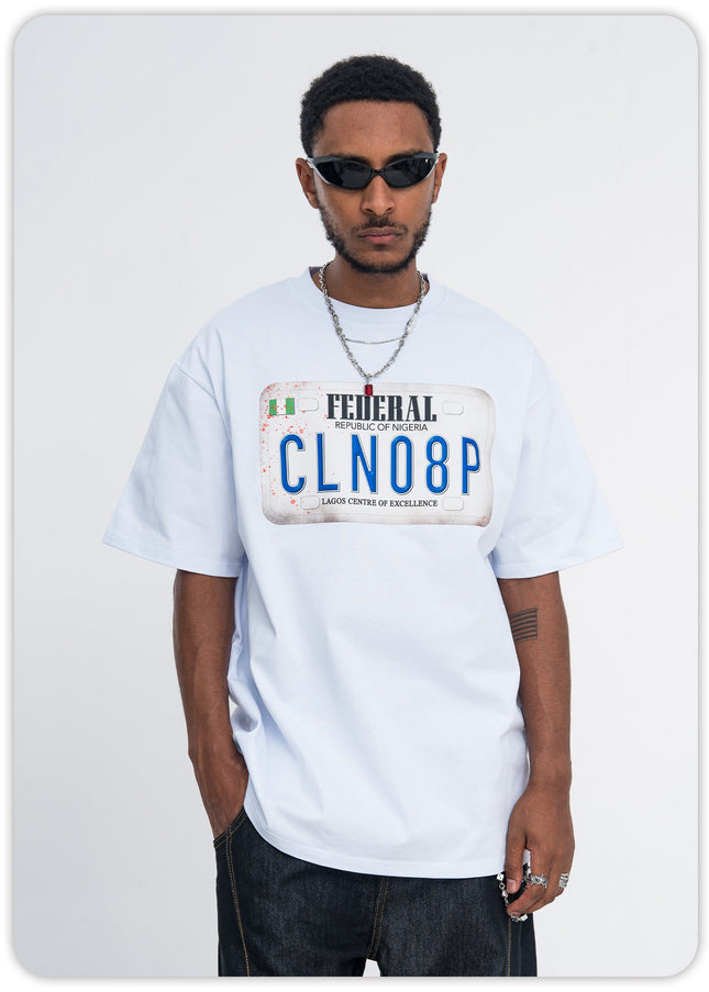 ONSEVENINE American street small neckline 280g heavy cotton short sleeve T-shirt for men and women summer loose hip hop