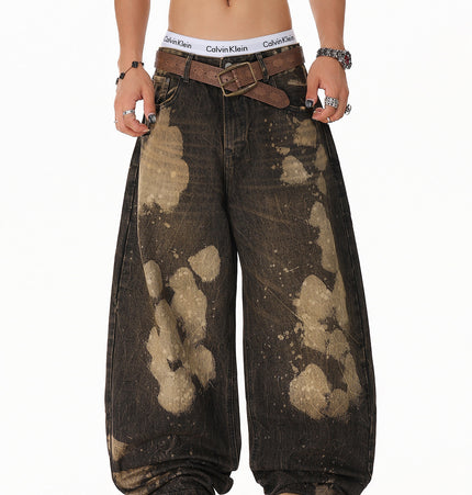 Ripped Tie-Dye Wide-Leg Jeans
