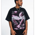 ONSEVENINE White Ink Direct Spray Print Short Sleeve New Loose Unisex 315g Pure Cotton Small Neck T-Shirt