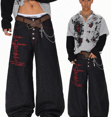 Breasted Wide Jeans