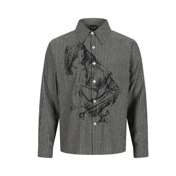 Magic Bear 2026 New Korean Old Money Style Niche Design Striped Shirt Men's INS Trendy Tough Shirt