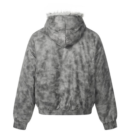 Tie-Dye Faux-Fur Hooded Jacket