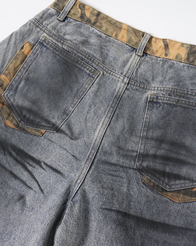 Jiayiku's 2026 new high street American retro wasteland feng shui washed stained denim shorts deconstruct cropped pants for men