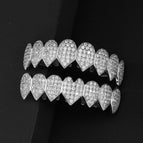 picture of heart-shaped pointed silver upper and lower teeth