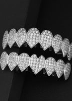 picture of heart-shaped pointed silver upper and lower teeth