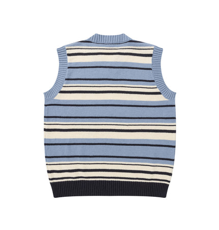 Puppy Embroidered Stripe Sweater Vest