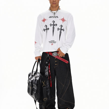 Spliced Deconstructed Wide Jeans