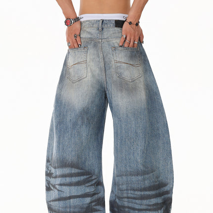Water Ripple Washed Scimitar Jeans
