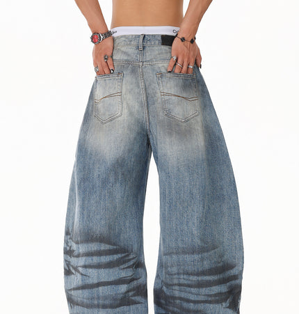 Water Ripple Washed Scimitar Jeans