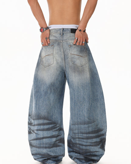 Water Ripple Washed Scimitar Jeans