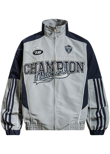 Embroidered Colour-Block Track Jacket