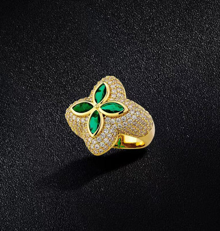 Four-leaf clover diamond ring, men's fashion brand, high-end sense handsome, original design, trendy, light luxury, niche American ring