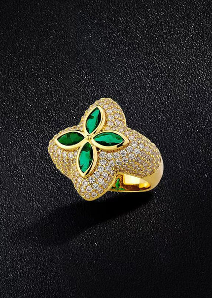 Four-leaf clover diamond ring, men's fashion brand, high-end sense handsome, original design, trendy, light luxury, niche American ring