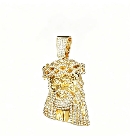 European and American cross-border explosive zinc alloy hip-hop retro avatar full of diamonds and flashing large pendants, Cuban chain necklace pendants