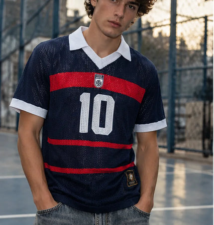 Jacquard V-Neck Knit Polo