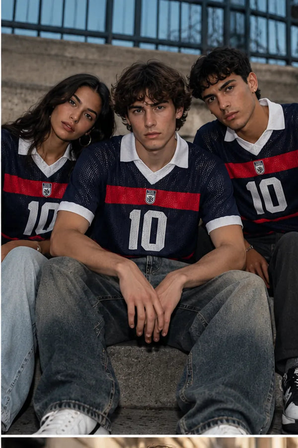 Jacquard V-Neck Knit Polo