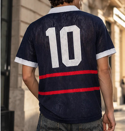 Jacquard V-Neck Knit Polo