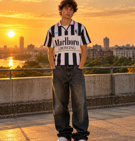 Vertical Stripe Color-Block Polo