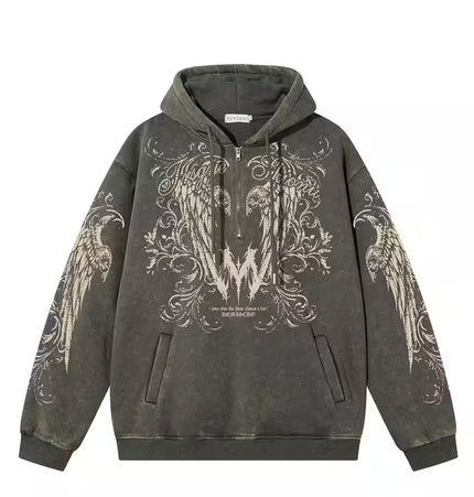Graphic  Washed Hooded Pullover