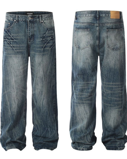 Mein Shop 0 American Retro Lightning Blue Straight Jeans