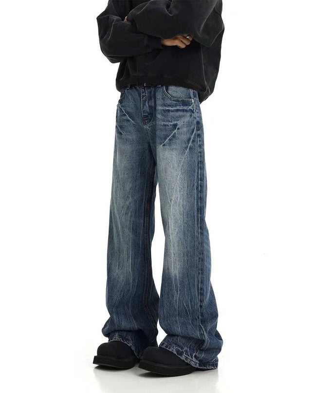 Mein Shop 0 American Retro Lightning Blue Straight Jeans
