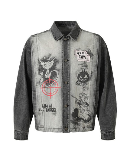 Mein Shop 0 Black / M Dark Fun Abstract Printed Coat Jacket—7343