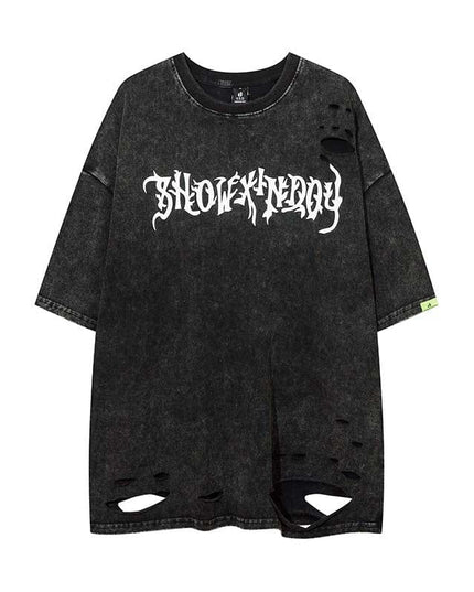 Mein Shop 0 Black / M Men Trendy Brands Loose Dark Distressed Top