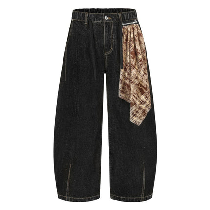 Mein Shop 0 Black / S Retro Street Simple Loose Machete Denim Jeans —2774