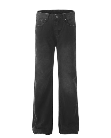 Mein Shop 0 Black / S Retro Washed Distressed Straight Jeans—9079