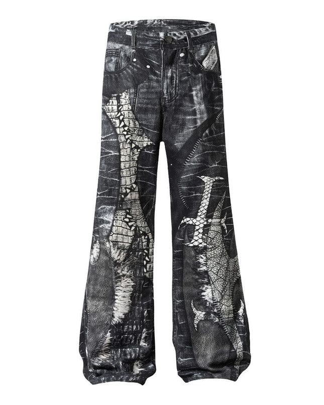 Mein Shop 0 Black / S Shadow Print Horn Jeans—9654