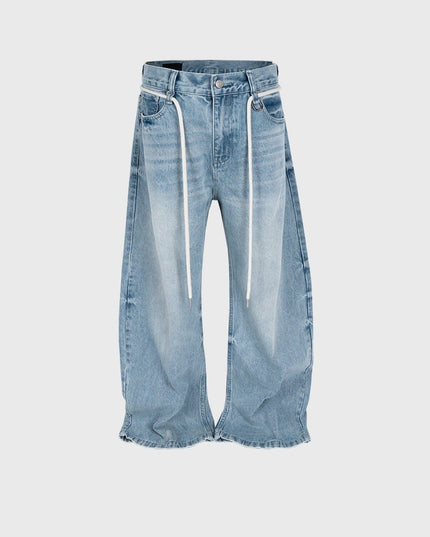 Mein Shop 0 Blue / S Retro Drawstring Denims Jeans—1661