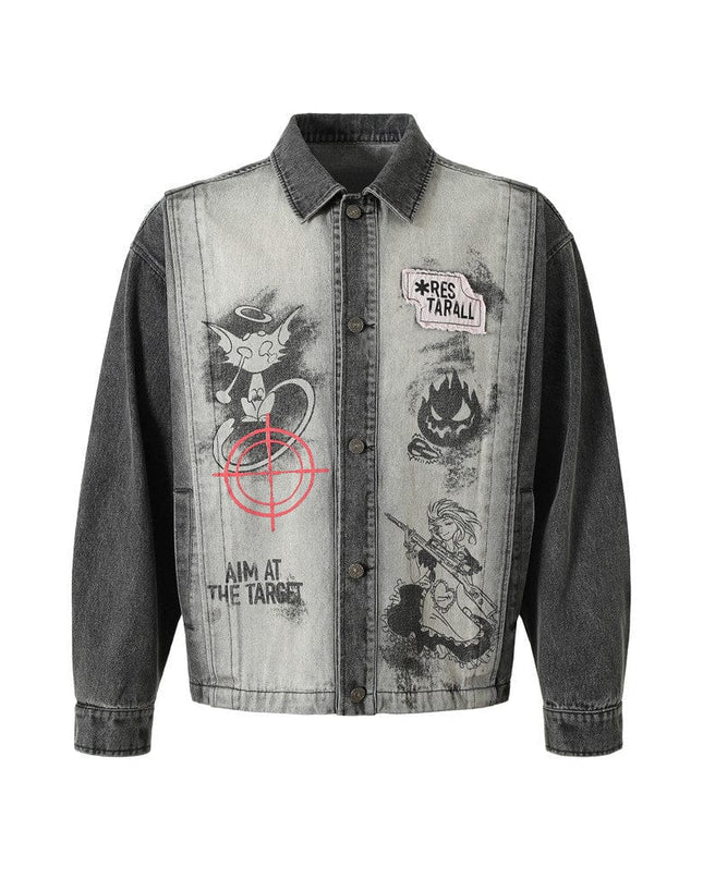 Mein Shop 0 Dark Fun Abstract Printed Coat Jacket—7343
