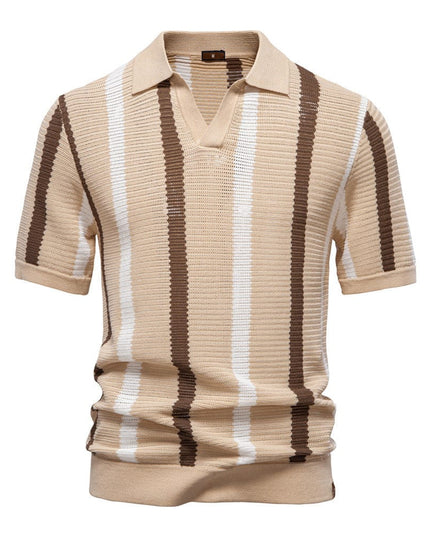 Mein Shop 0 Khaki / S Breathable Hollow Men's Short-sleeved Polo Shirt Sweater