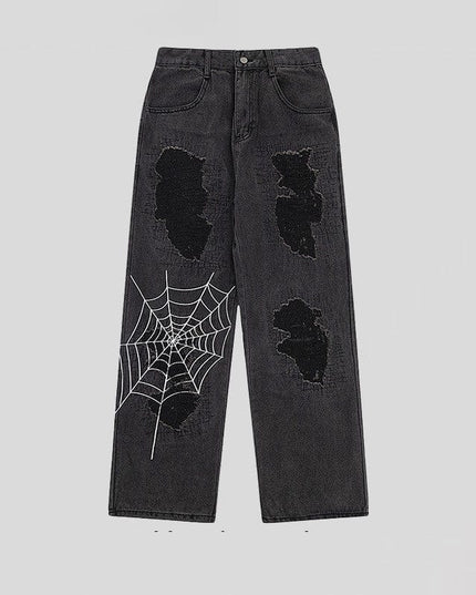 Mein Shop 0 Light Web Destrssed Loose Straight Jeans—9087