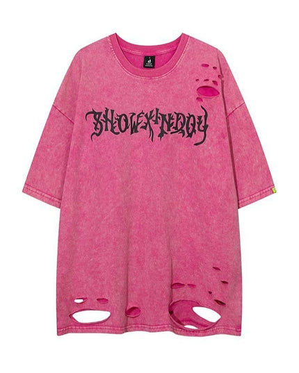 Mein Shop 0 Plum Red / M Men Trendy Brands Loose Dark Distressed Top