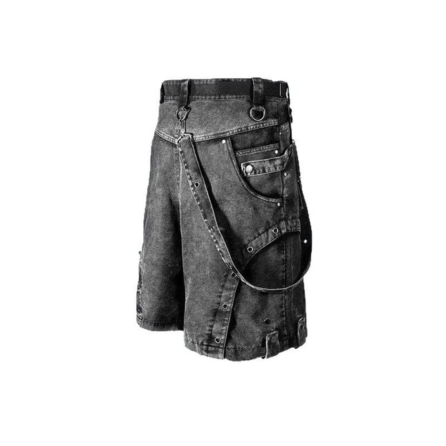 Mein Shop 0 Retro High Street Washed High Waist Denim Shorts—7058