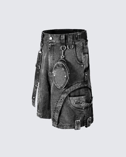 Mein Shop 0 Retro High Street Washed High Waist Denim Shorts—7058