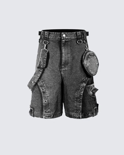 Mein Shop 0 Retro High Street Washed High Waist Denim Shorts—7058