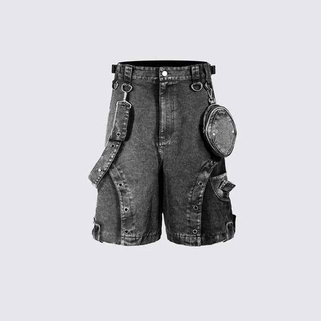 Mein Shop 0 Retro High Street Washed High Waist Denim Shorts—7058