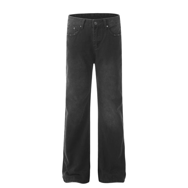 Retro Washed Distressed Straight Jeans—9079
