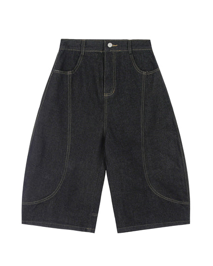 Mein Shop 0 S / Black MetroCool Solid Casual Denim Shorts—-3422