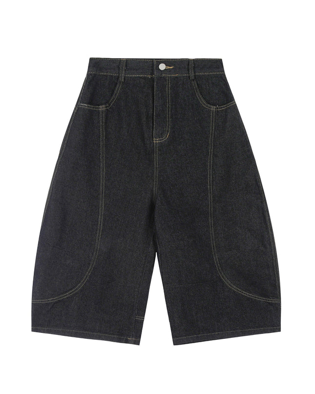 Mein Shop 0 S / Black MetroCool Solid Casual Denim Shorts—-3422