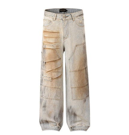 Mein Shop 0 Shabby Dirty Loose Hole Jeans—8739